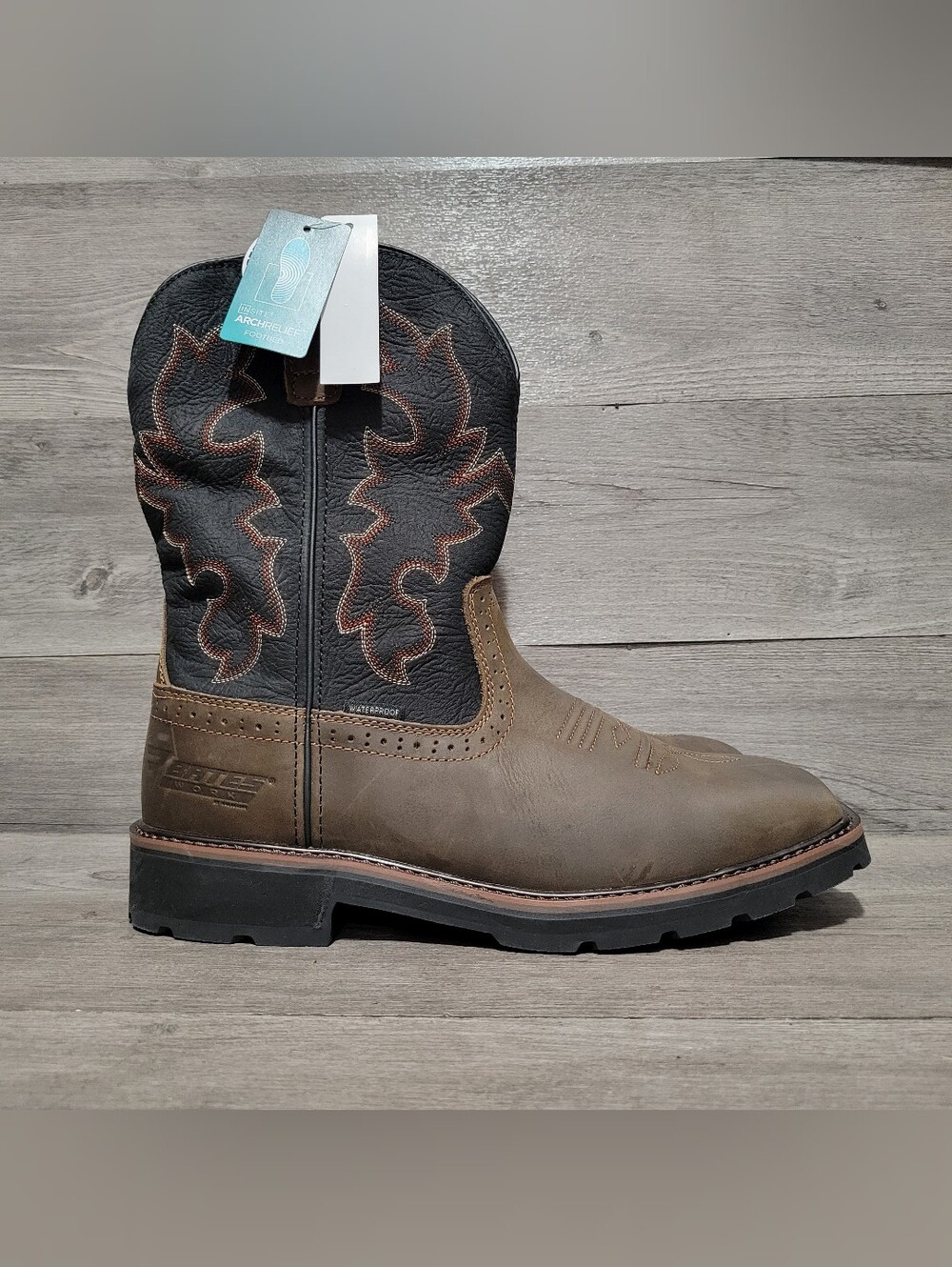 Bates Work by Wolverine Men's 10.5 Boyden Steel Toe Western Work Boots Brown
